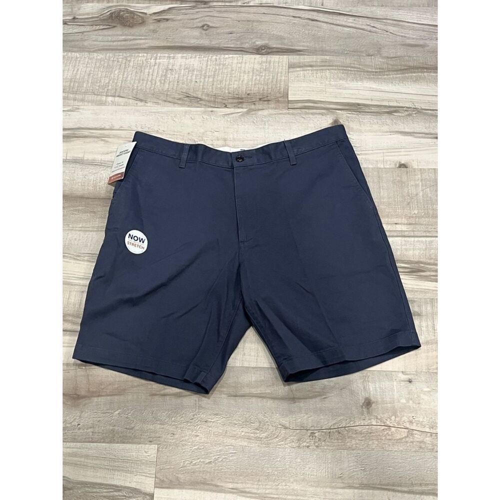 NWT Dockers Men's Navy Flat Front Stretch Shorts size 38